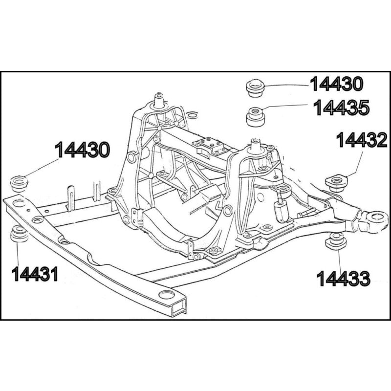 Rubber pads support frame lower rear