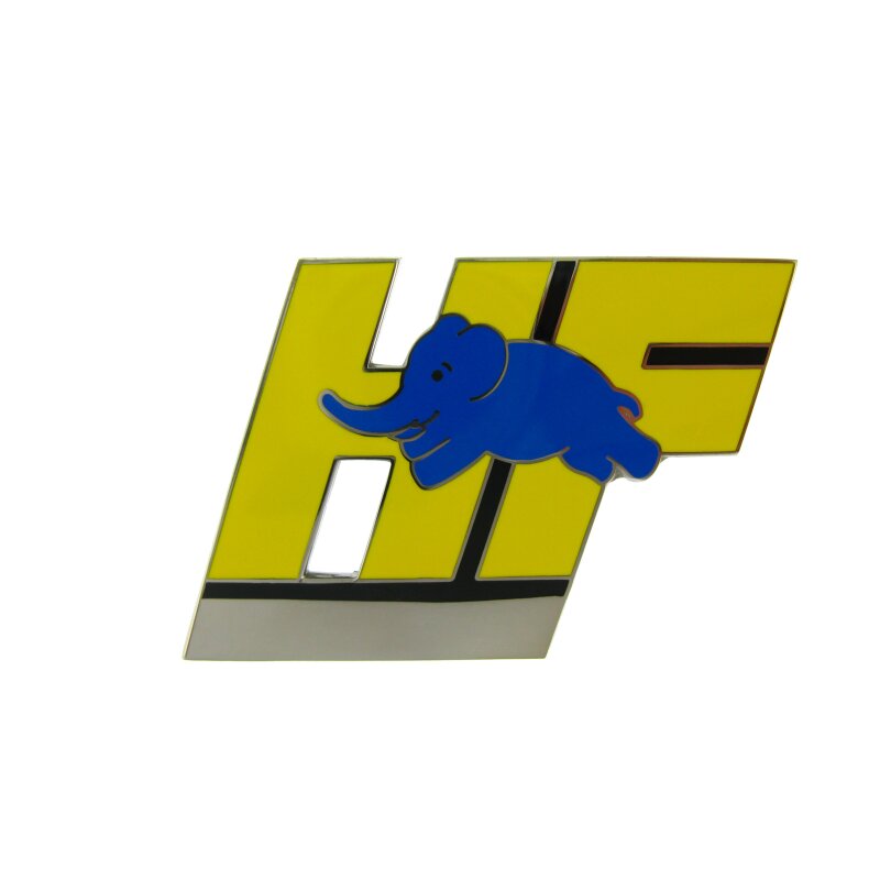 HF badge / sign radiator grille  metal blu yellow